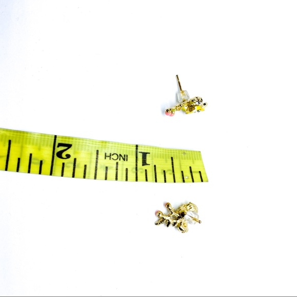 NWT Yellow Enamel Gold Floral Earring - Picture 4 of 4